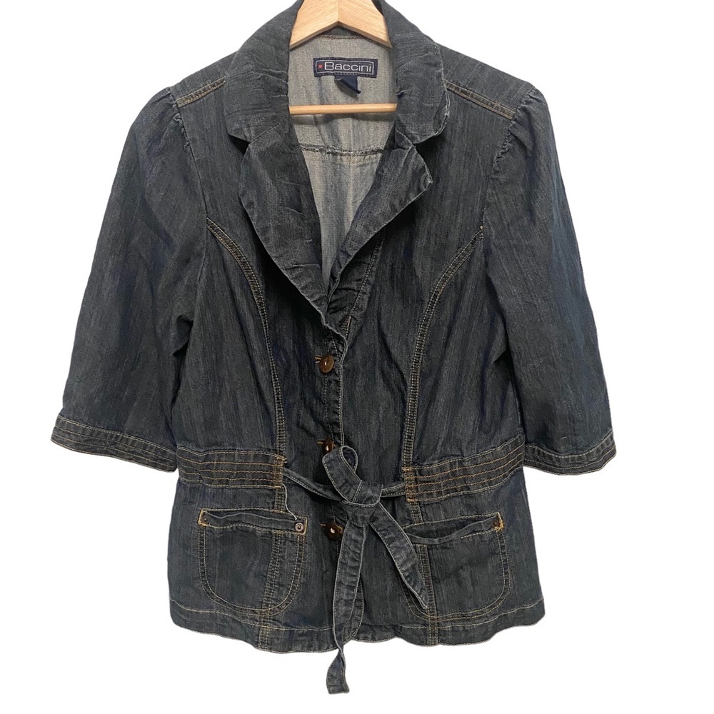 Baccini 1x Denim Short Sleeve Jacket with Belt